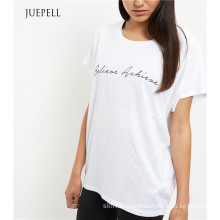 White Print Sport Women T Shirt